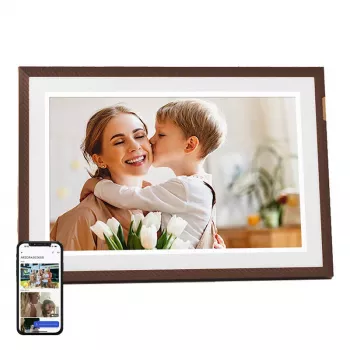 ARZOPA D10 10,1 inch skaitmeninis nuotraukų rėmelis (tamsiai ruda) - 1280x800 IPS jutiklinis ekranas, 32GB, Wi-Fi