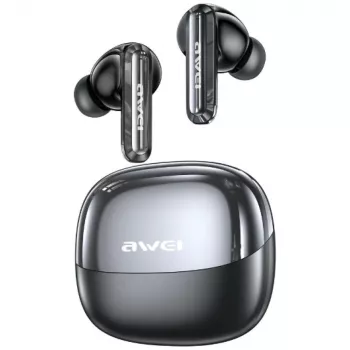 AWEI T229 ANC AI True Wireless Earbuds su realaus laiko vertimu, aktyviu triukšmo slopinimu, Bluetooth 5.0, IPX4, iki 20h baterijos veikimo laiko, juoda