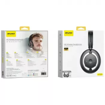 AWEI AT33 Bluetooth 6.0 belaidės ausinės (ant ausų) – juodos