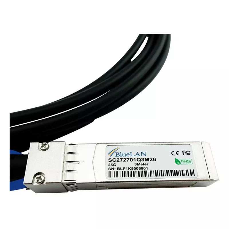 BlueOptics BlueLAN suderinamas HPE Aruba JL488A 25GBASE-CR pasyvus SFP28 tiesioginio prijungimo kabelis, 3 metrai, AWG26