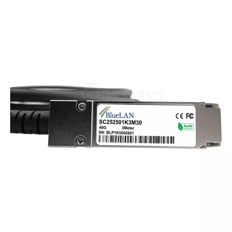 BlueOptics Networks 10312 suderinamas BlueLAN QSFP+ Direct Attach Copper kabelis, 40GBASE-CR4, 1 m, 30 AWG, pasyvus