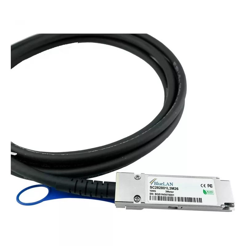 BLUELAN 10413-BL Suderinamas Extreme Networks QSFP28 Tiesioginio Prijungimo Laidas, 100GBASE-CR4, Infiniband EDR, 26AWG, 3m