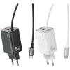 USAMS JC Series CC266 65W GaN Fast Charger 2xUSB-C 1xUSB-A su integruotu USB-C laidu 1,5 m baltas