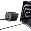 USAMS JC Series CC266 65W GaN Fast Charger 2xUSB-C 1xUSB-A su integruotu USB-C laidu 1,5 m baltas