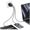 USAMS JC Series CC266 65W GaN Fast Charger 2xUSB-C 1xUSB-A su integruotu USB-C laidu 1,5 m baltas