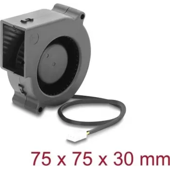 Delock Radial Blower Fan 12 V DC 75 x 75 x 30 mm su 3 kontaktų jungtimi, juodas (67495)