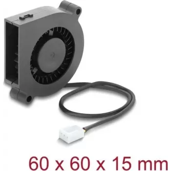 Delock Radial Fan / Blower Fan 12 V DC 60 x 60 x 15 mm su 3 kontaktų ventiliatoriaus jungtimi, juodas (67491)