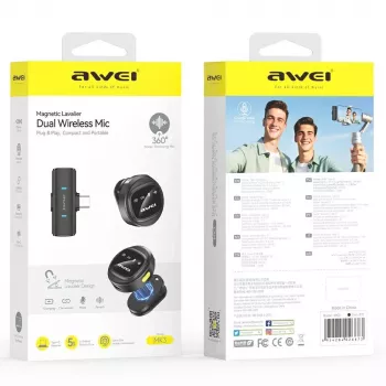 AWEI MK3 Duo belaidis segtuvinis mikrofonas juodas