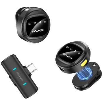 AWEI MK3 Duo belaidis segtuvinis mikrofonas juodas