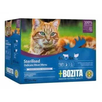 BOZITA Sterilised Pieces in Jelly with Meat Wet Cat Food Multibox 12 x 85g