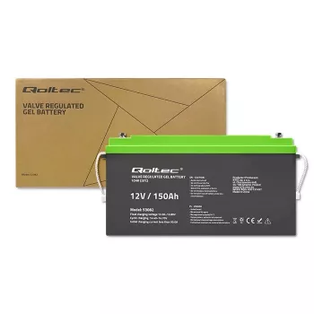 Qoltec 12V 150Ah Gel Battery (GEL) - VRLA, Maintenance-Free, 41,8kg