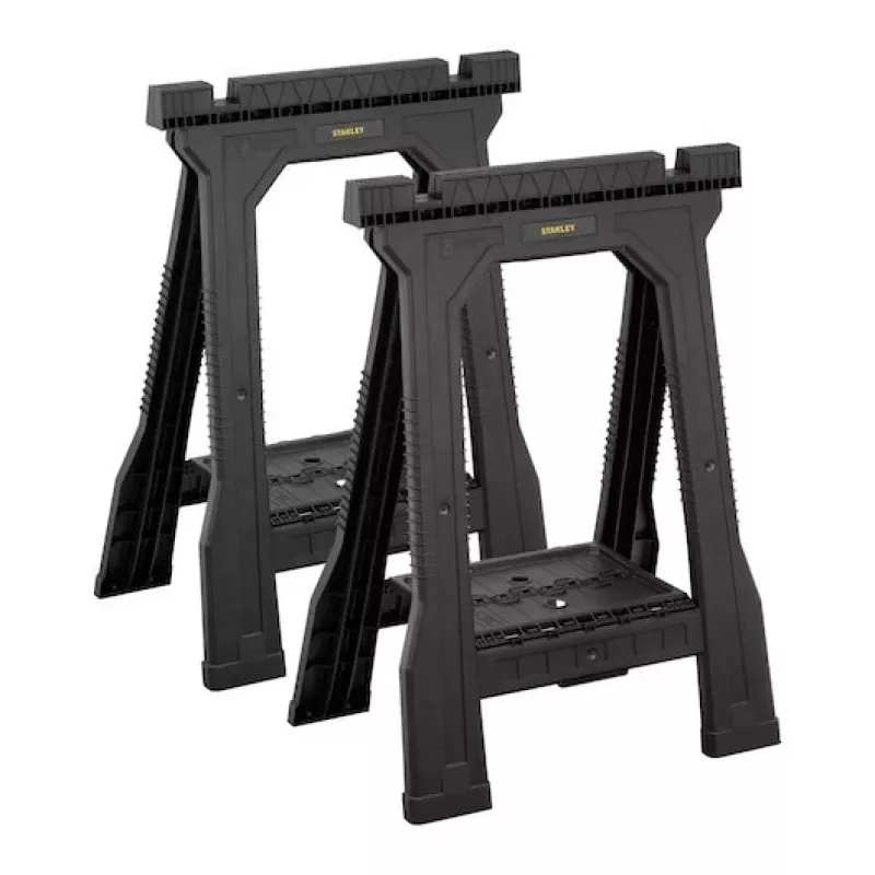 STANLEY Rack-horse Junior 2 pcs. Sawhorse Twin Pack, 360 kg Load Capacity, Foldable, Black/Yellow