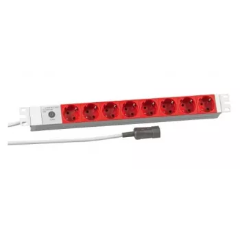 EFB Elektronik Koop PROFIversal Maitinimo Juosta (montuojama į stelažą) - 8 x Schuko lizdai, IEC C14 įvadas, 250 V, 10 A, 2500 W, 1U, juoda