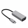 IBOX aliumininis RJ45 į USB Type-C adapteris 10/100/1000 Mbps Gigabit Ethernet sidabrinis