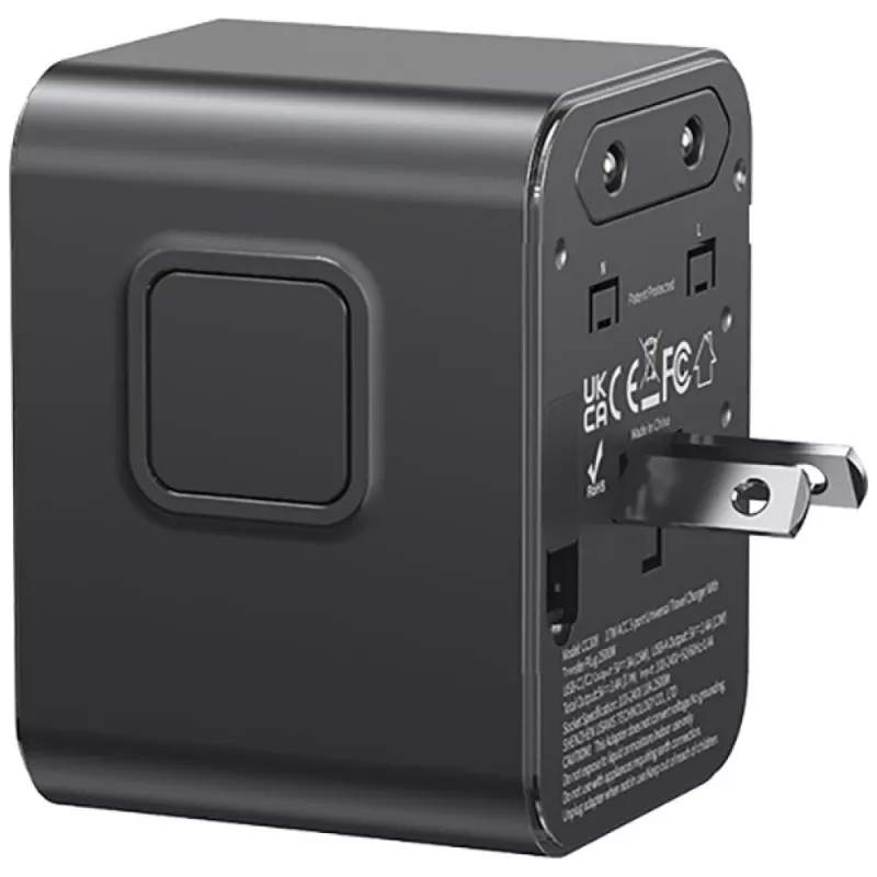 USAMS Travel Adapter CC308 17W 4in1 US/AU/EU/UK Black