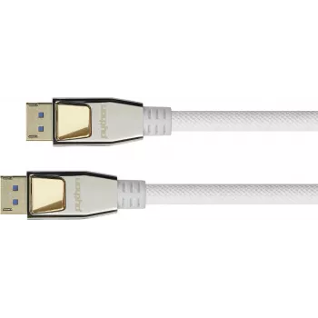 GOOD CONNECTIONS PREMIUM DisplayPort 2.0 laidas, 54 Gbit/s, UHBR 13.5, 4K @240Hz / 8K @60Hz, pilno metalo jungtis, varis, 2 m, baltas