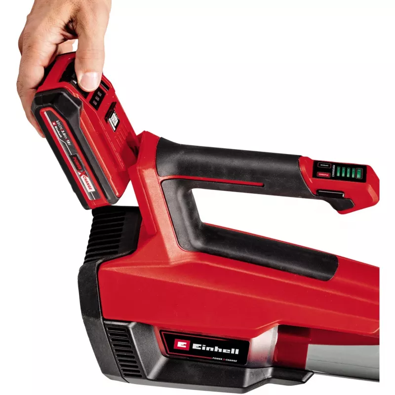 Einhell GP-LB 18/200 belaidis lapų pūstuvas 200 km/h, bešepetėlis variklis, Power X-Change, juoda/raudona/sidabrinė