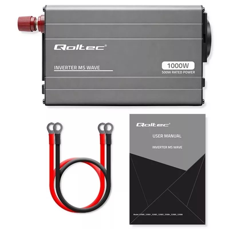 Qoltec MS Wave Voltage Converter 12V to 230V 500/1000W USB