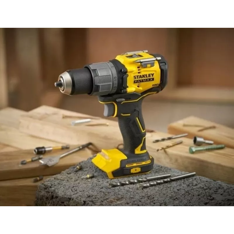 STANLEY FATMAX SFMCD726D2T 18V akumuliatorinis kombinuotas gręžtuvas be šepetėlių (2x 2.0Ah baterijos, įkroviklis, TSTAK dėklas)