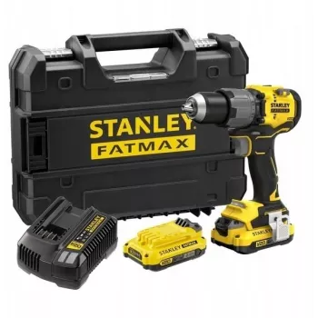 STANLEY FATMAX SFMCD726D2T 18V akumuliatorinis kombinuotas gręžtuvas be šepetėlių (2x 2.0Ah baterijos, įkroviklis, TSTAK dėklas)