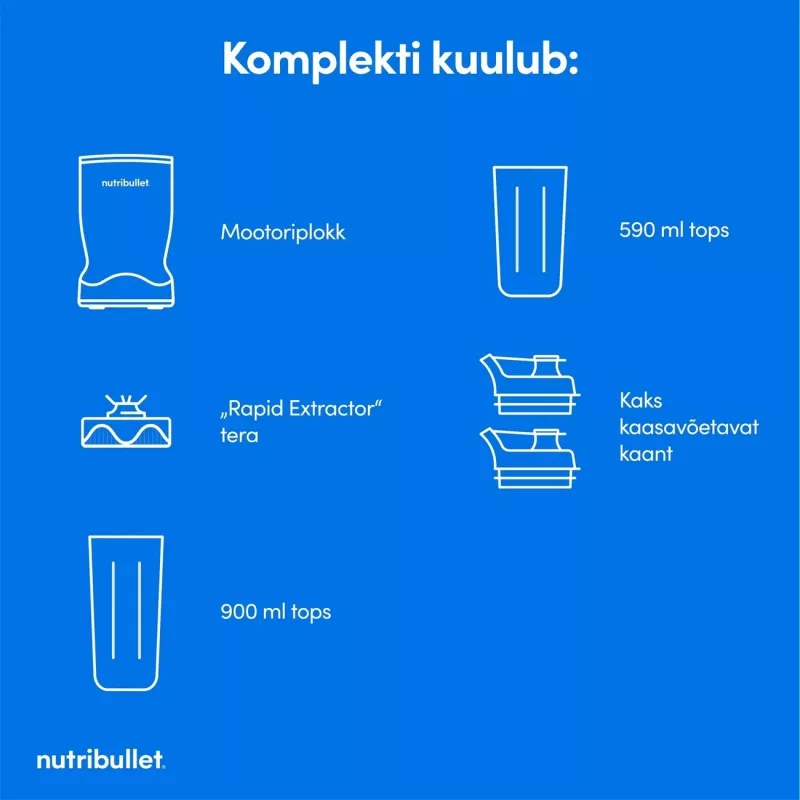 Nutribullet NBT1006MB Turbo 1000 W Blender, matinė juoda