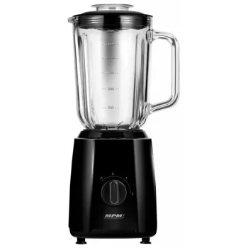 MPM MBL-37 Blender, 500 W, 1.5 L stiklinis indas, nerūdijančio plieno peilis, 2 greičiai, impulsinė funkcija, ledo smulkinimas, juoda