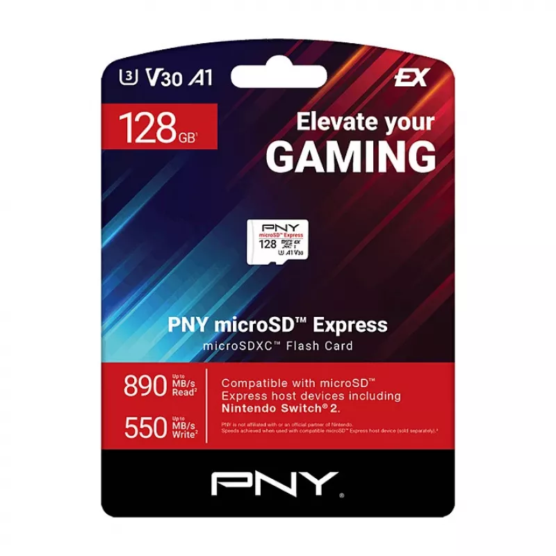 PNY 128GB microSDXC Express Card UHS-I U3 V30 A1 su SD adapteriu