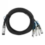BlueOptics Intel XXV4DACBL3M suderinamas BlueLAN pasyvus 100GBASE-CR4 QSFP28 į 4x25GBASE-CR SFP28 tiesioginio prijungimo išskaidymo kabelis, 3m, AWG26