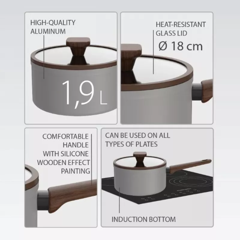 Puodas su dangčiu Maestro MR-1211-18S 18 cm 1,9 L nerūdijantis plienas pilkas