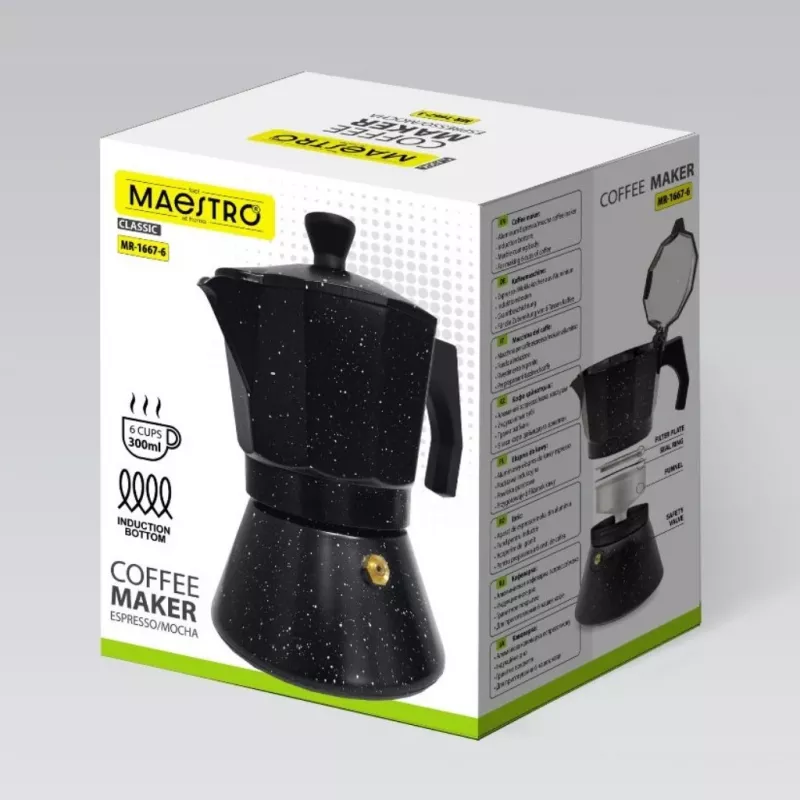 Maestro Granite MR-1667-3 Moka kavos virimo aparatas 150 ml 3 puodeliai Pilka