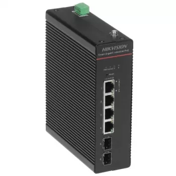Hikvision DS-3T1506HP-SI-4P2F(O-STD)/NO POWER UNIT - Nevaldomas Gigabit PoE++ komutatorius - 4 PoE+ prievadai + 2 SFP kylanti linija - 60W biudžetas