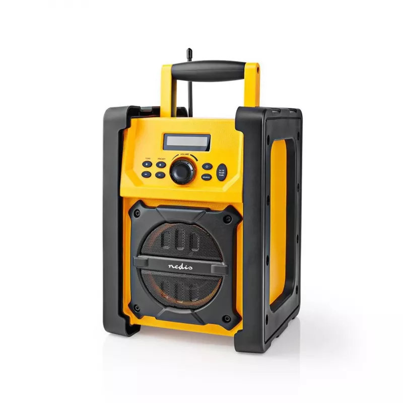 Nedis FM Radio RDFM3100YW – nešiojamas FM radijas su Bluetooth, AUX, IPX5, geltona