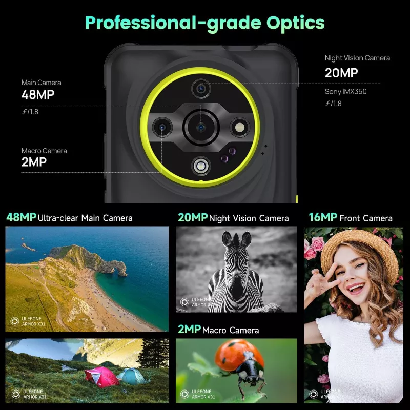 ULEFONE Armor X31 6GB/128GB Green Nepažeidžiamas išmanusis telefonas 5,45 inch HD+ IP68/IP69K