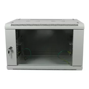 ALLNET 19 inch sieninis 9U 600 mm gylio šviesiai pilkas SMA serijos plokščios pakuotės korpusas