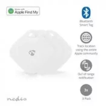 Nedis Bluetooth Smart Tag 3 rinkinys, Baltas, Raktų ieškiklis, Daiktų lokatorius, Apsaugos nuo praradimo signalas, 50 m diapazonas, CR2032