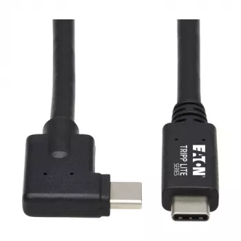 Eaton Tripp Lite Series USB-C laidas (M/M) - USB 3.2 Gen 2, Thunderbolt 3, 100W PD įkrovimas, stačiu kampu, juodas, 1 m