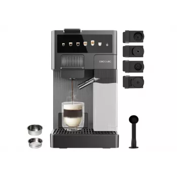 Cecotec FreeStyle Latte T Espresso kavos aparatas – 20 barų siurblys, įmontuotas pieno putotojas, 1350 W, pilka