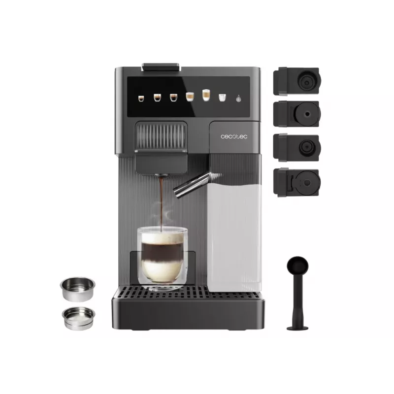 Cecotec FreeStyle Latte T Espresso kavos aparatas – 20 barų siurblys, įmontuotas pieno putotojas, 1350 W, pilka