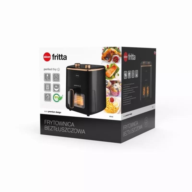 ELDOM FR45 FRITELO 1500 W Bekvapė Keptuvė, Juoda