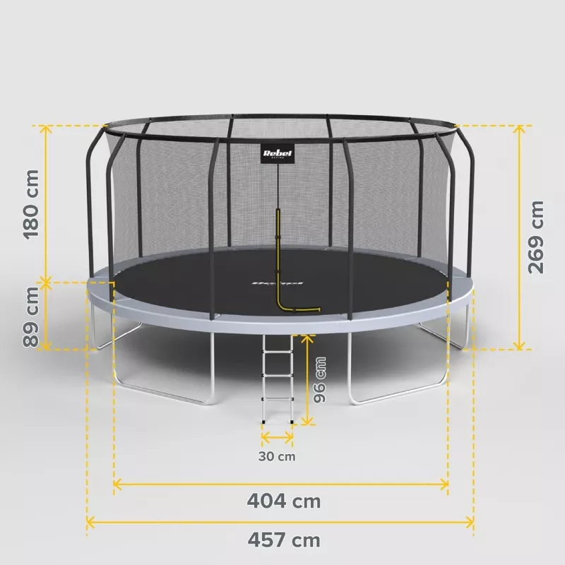 REBEL Active Trampoline PRO 15ft/457cm - Black/Blue