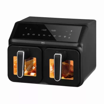 ELDOM FR210 DualCrisp dviguba oro gruzdintuvė, 2200 W, 8 L talpa, LED ekranas, juoda