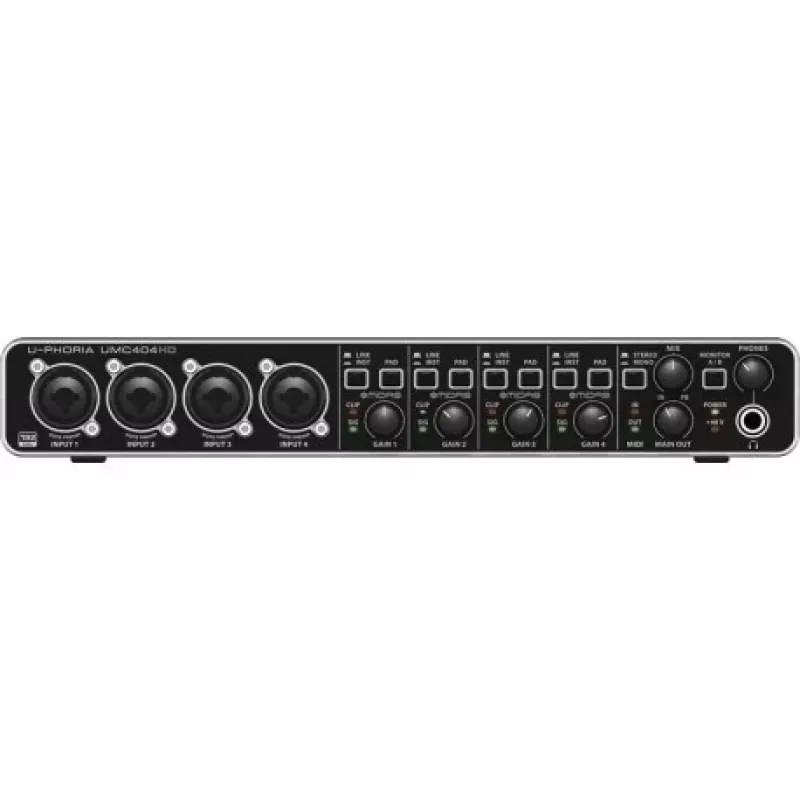 Behringer UMC404HD USB garso sąsaja 4x4 24 bitų / 192 kHz su MIDAS išankstiniais stiprintuvais