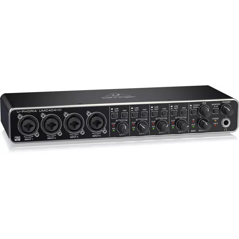 Behringer UMC404HD USB garso sąsaja 4x4 24 bitų / 192 kHz su MIDAS išankstiniais stiprintuvais