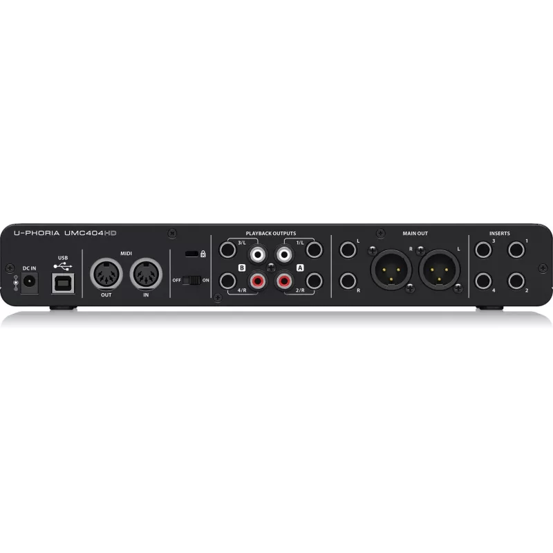 Behringer UMC404HD USB garso sąsaja 4x4 24 bitų / 192 kHz su MIDAS išankstiniais stiprintuvais