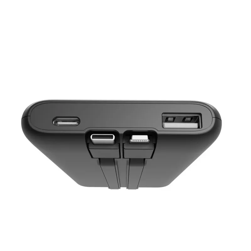Gembird PB10-PD20-LCD-01 nešiojamas greitojo įkrovimo powerbank su integruotais kabeliais, 20W, 10000 mAh, juodas
