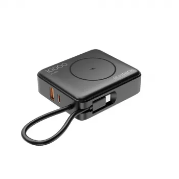Gembird PB10-WPC15-LCD-01 greitojo įkrovimo powerbankas su belaidžiu įkrovikliu, 20 W, 10000 mAh, juodas
