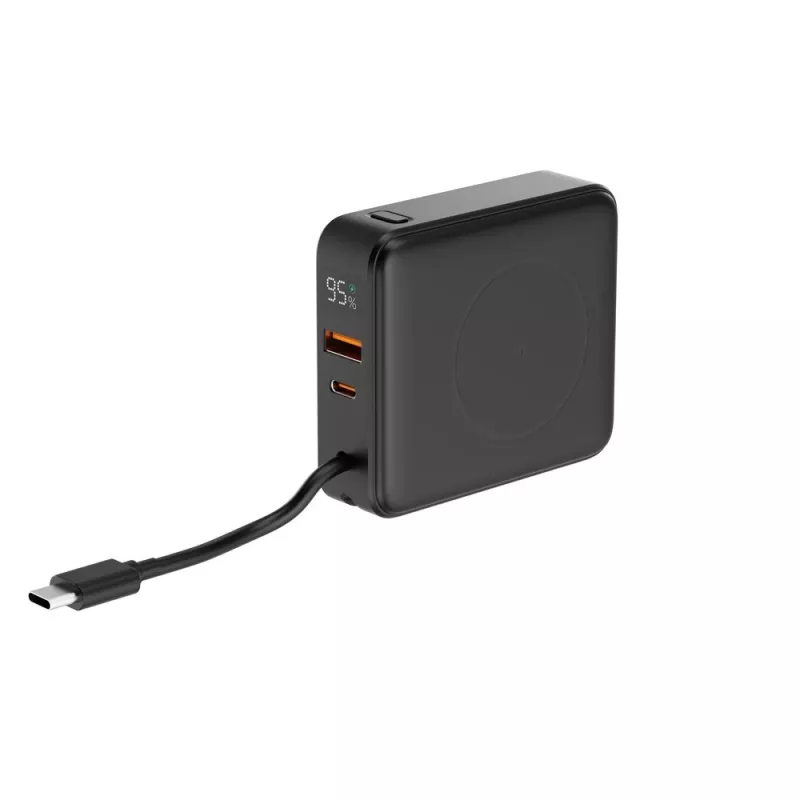 Gembird PB10-WPC15-LCD-01 greitojo įkrovimo powerbankas su belaidžiu įkrovikliu, 20 W, 10000 mAh, juodas