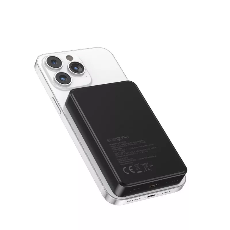 Gembird PB10-WPC15M-01 belaidis magnetinis powerbankas 15W, 10000 mAh, juodas