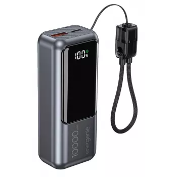 Gembird PB10-PD20-LCD-02 Kompaktiškas greito įkrovimo powerbankas su LCD ekranu, 20W, 10000 mAh, Space Grey