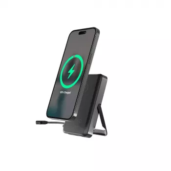 Gembird PB10-WPC15MS-01 Magnetinis belaidis powerbank su integruotu stoveliu, 15W, 10000 mAh, juoda